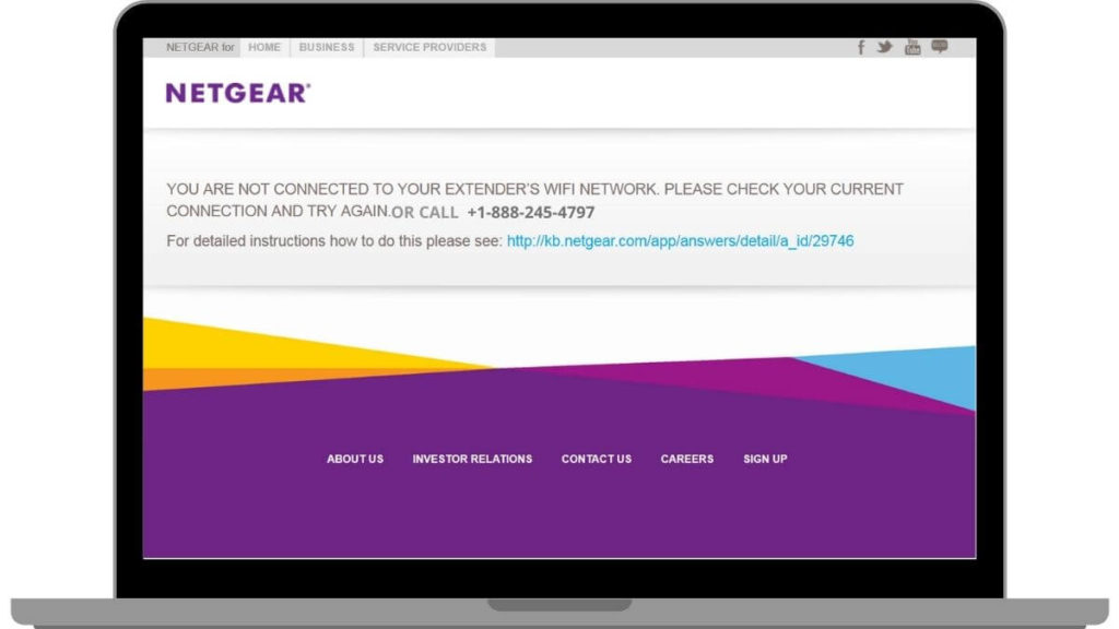 screenshot of mywifiext website trying to acess netgear setup login page